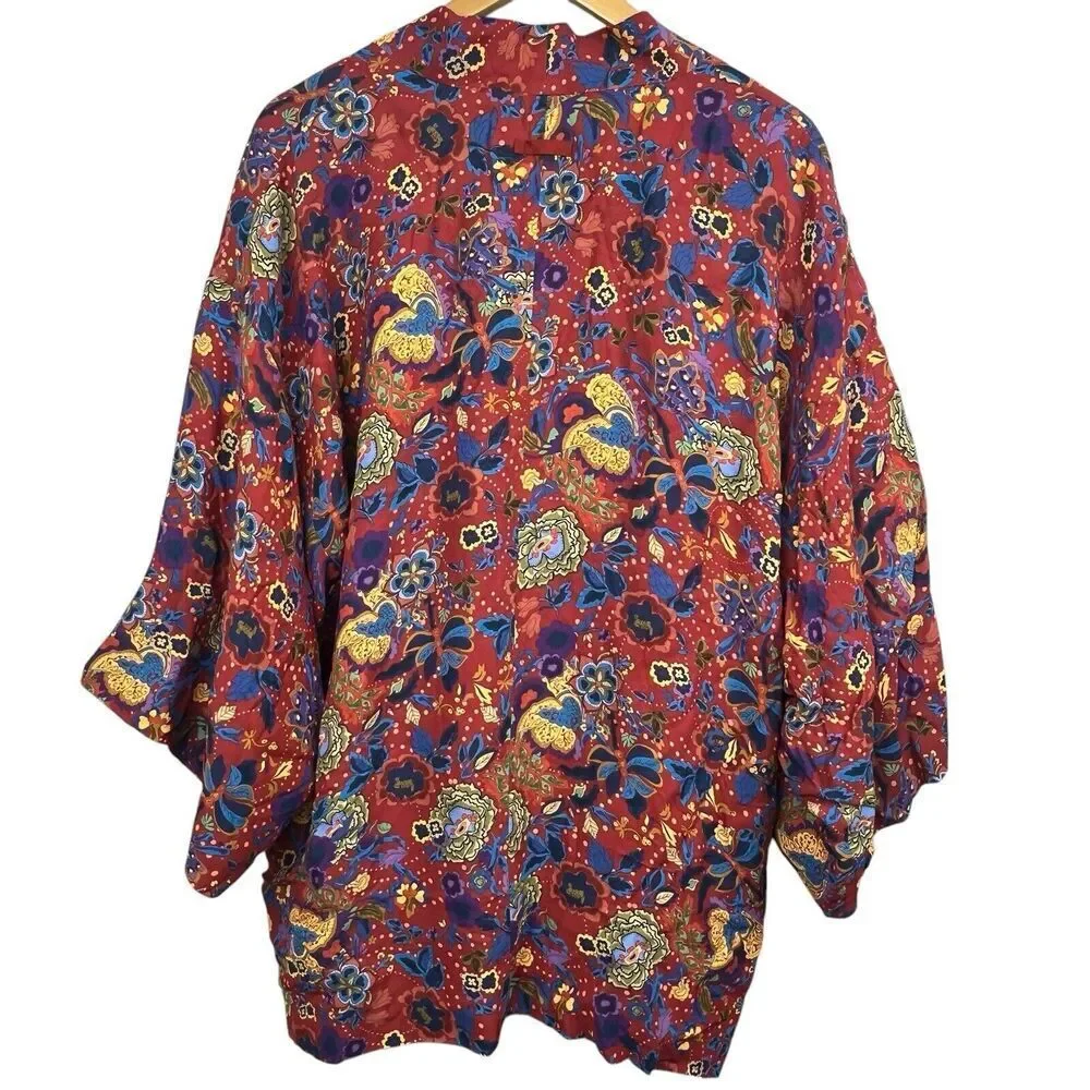 Elizabeth & James Drew Open Front Kimono Size M Rust Floral - Picture 9 of 12